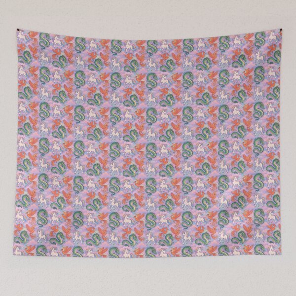 Item preview, Pastel Fantasy Creatures in the Sky Pattern designed and sold by Aryabek.
