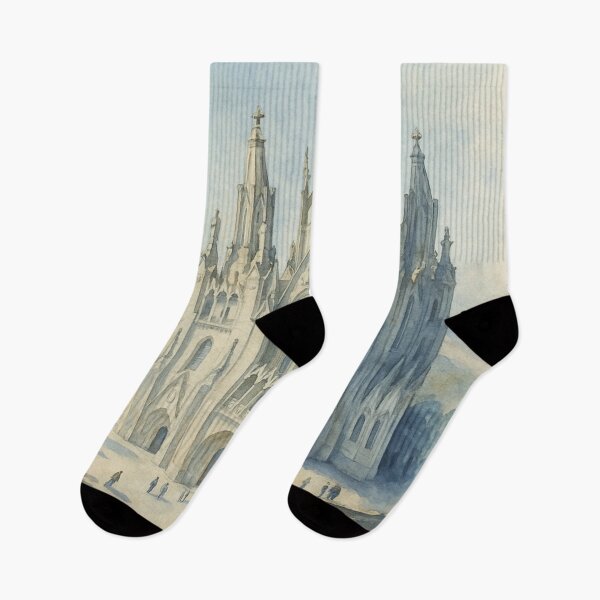Item preview, Mystic Tibidabo: Watercolor of the Sacred Heart of Jesus, Barcelona designed and sold by Miradas del Mundo.