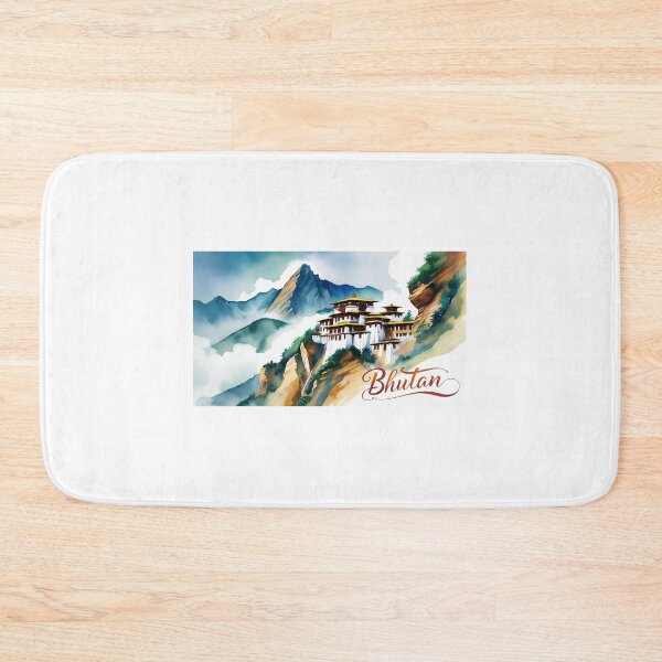 Item preview, Bhutan Mountain Temple – Spiritual Architecture in Watercolor designed and sold by StormArte.