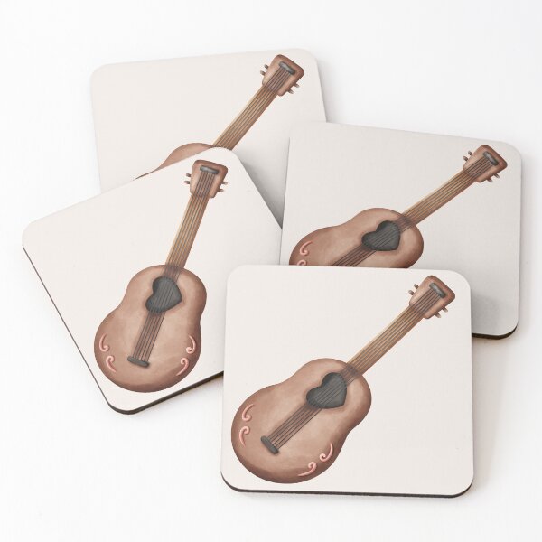 Item preview, Cute brown guitar with heart shape in watercolor style designed and sold by mailsberry.