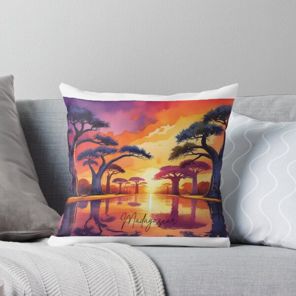Item preview, Sunset in Madagascar with Baobabs – Exotic watercolor scene designed and sold by StormArte.