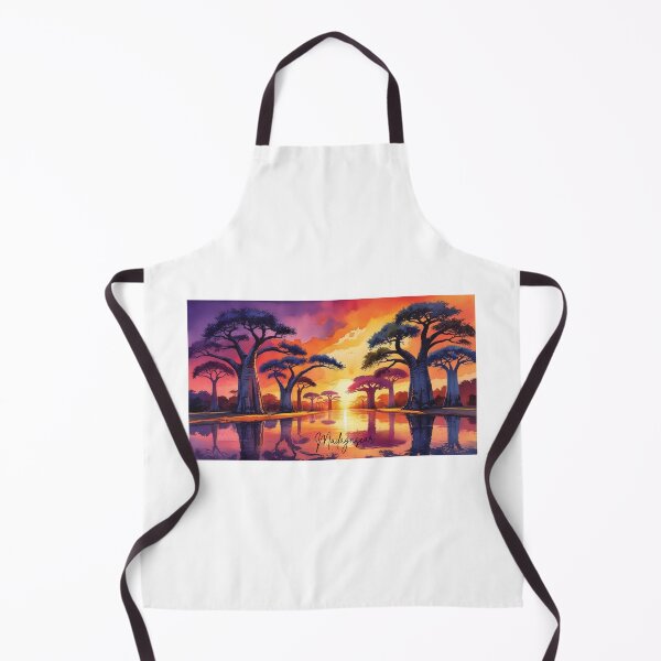 Item preview, Sunset in Madagascar with Baobabs – Exotic watercolor scene designed and sold by StormArte.