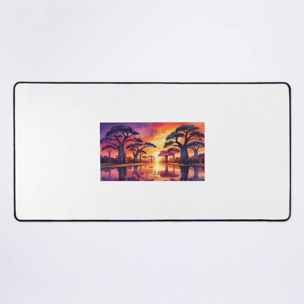 Item preview, Sunset in Madagascar with Baobabs – Exotic watercolor scene designed and sold by StormArte.