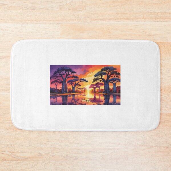 Item preview, Sunset in Madagascar with Baobabs – Exotic watercolor scene designed and sold by StormArte.