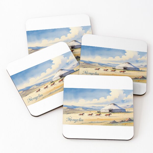 Item preview, Mongolian yurt in the steppe – Nomadic life in watercolor designed and sold by StormArte.