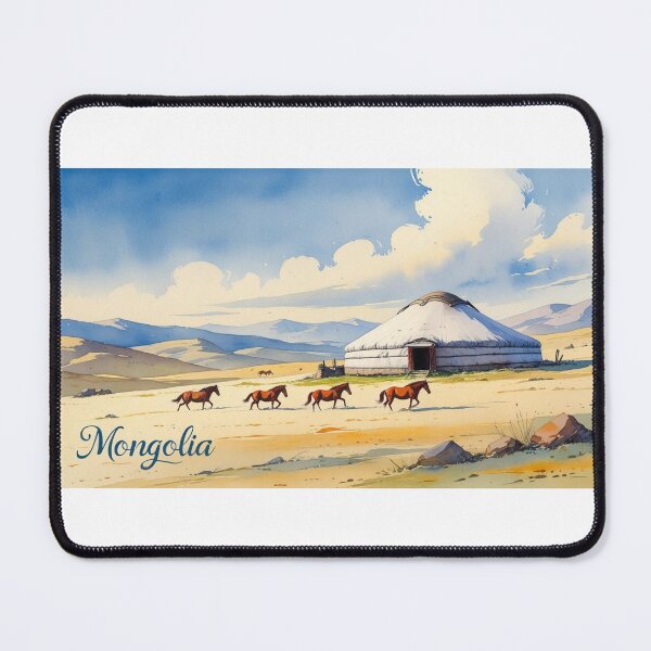 Item preview, Mongolian yurt in the steppe – Nomadic life in watercolor designed and sold by StormArte.