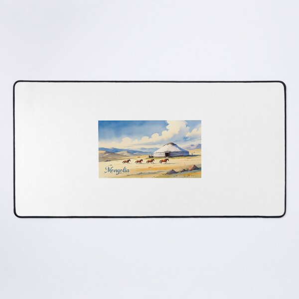 Item preview, Mongolian yurt in the steppe – Nomadic life in watercolor designed and sold by StormArte.