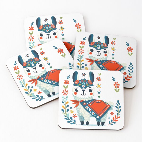 Item preview, Llama superhéroe, amiga floral heroica - Arte popular escandinavo de heidiannemorris © designed and sold by FOLK ART FUSION by heidiannemorris.
