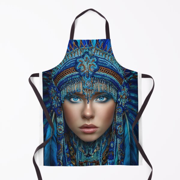 Item preview, Vibrant Blue Feathered Headdress Artistic Portrait designed and sold by Artessie.