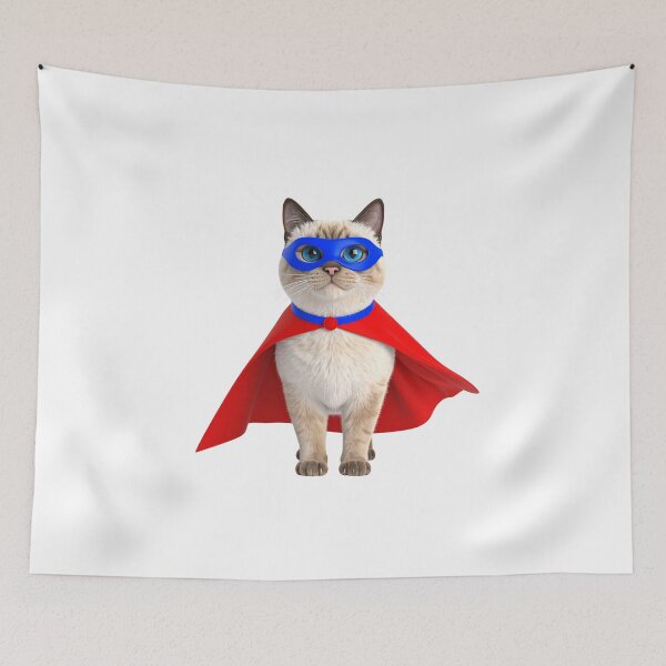 Item preview, 3D Cat Wearing Superhero Cape – Cute Heroic Animal Character Illustration designed and sold by PrintCreations9.