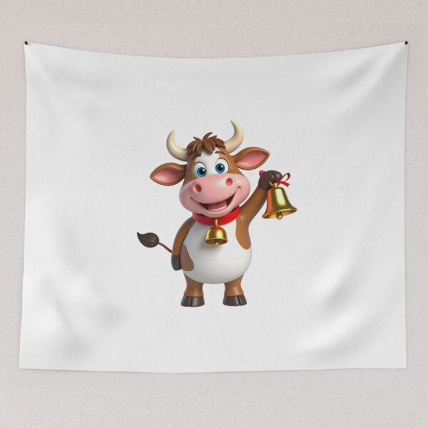 Item preview, 3D Cow with Bell and Friendly Face – Cute Farm Animal Illustration designed and sold by PrintCreations9.
