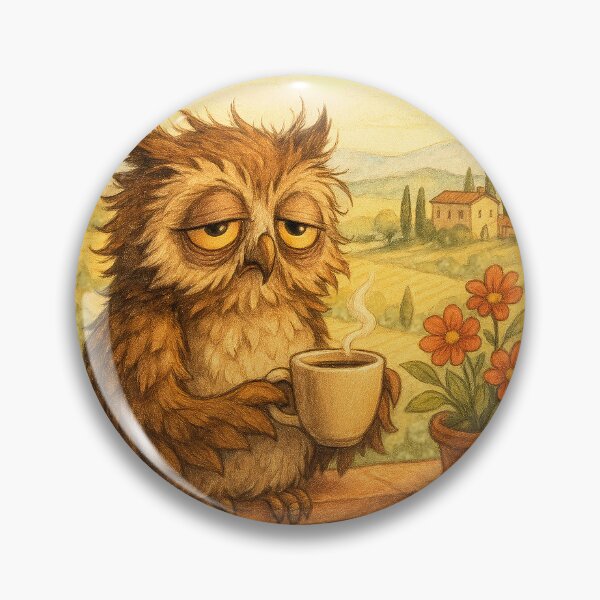 Artikelvorschau, Buongiorno Owl - Sleepy Italian Morning Illustration entworfen und verkauft von WanderMood.