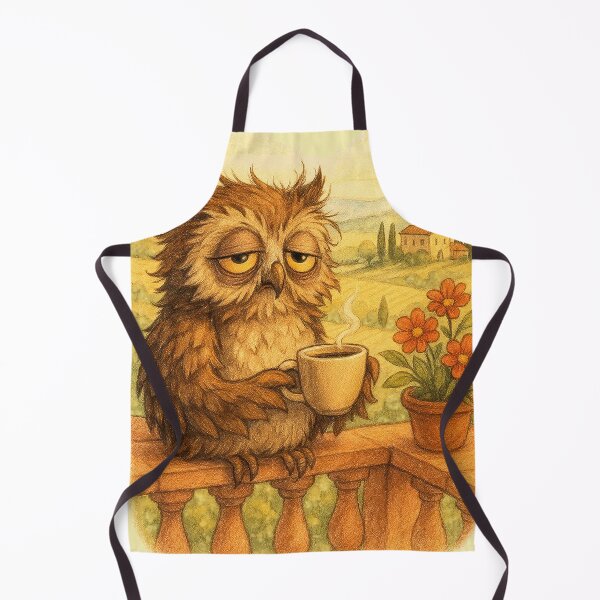 Artikelvorschau, Buongiorno Owl - Sleepy Italian Morning Illustration entworfen und verkauft von WanderMood.
