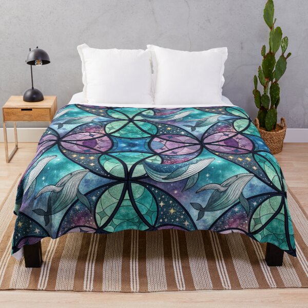 Item preview, Cosmic Whales Swimming Through Galaxy - Geometric Space Pattern designed and sold by alfmar.