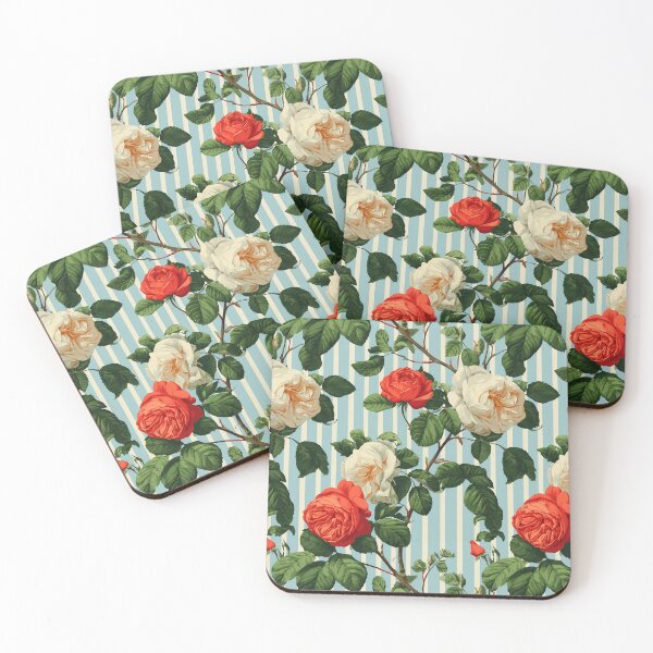 Item preview, Striped Garden Roses Pattern designed and sold by junkydotcom.