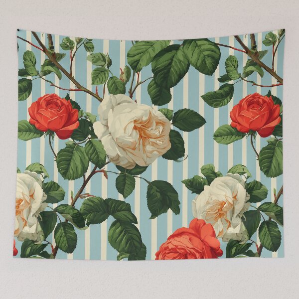 Item preview, Striped Garden Roses Pattern designed and sold by junkydotcom.