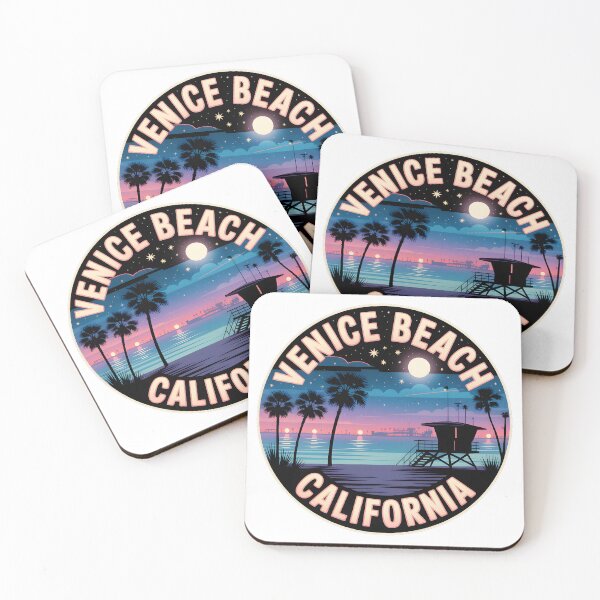 Item preview, Venice Beach California Night Circle Sticker designed and sold by Horizon Tales.