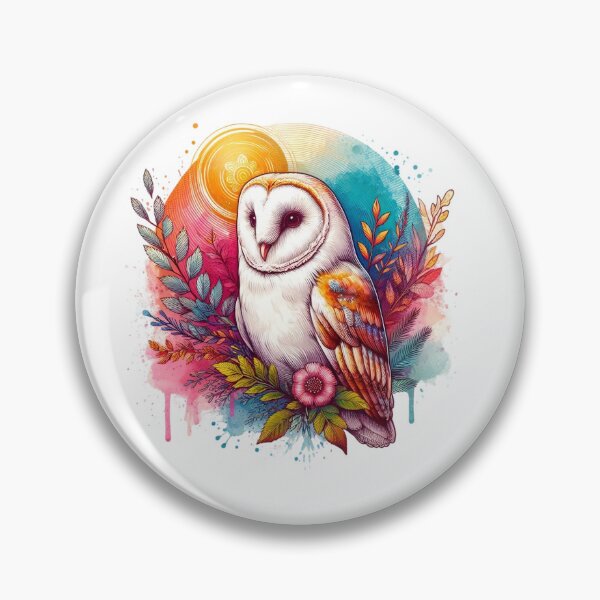 Item preview, A beautiful barn owl with several leaves and a colorful background designed and sold by Marcoshop10.