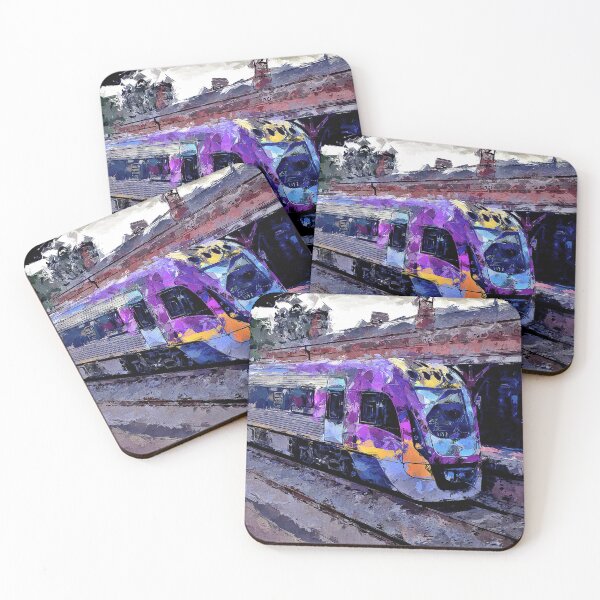 Item preview, Impressionist Painting of VLocity Train at Castlemaine Station - Castlemaine, Victoria, Australia designed and sold by Steven Jodoin.