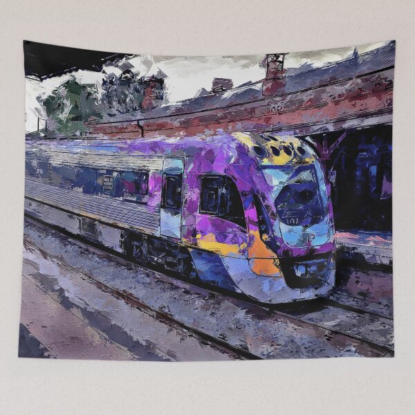 Item preview, Impressionist Painting of VLocity Train at Castlemaine Station - Castlemaine, Victoria, Australia designed and sold by Steven Jodoin.