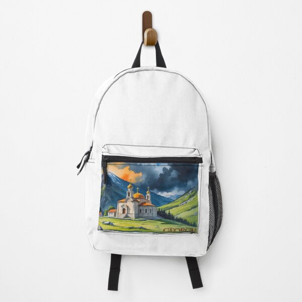 Item preview, Georgian Church in the Caucasus Mountains – Spiritual Landscape in Watercolor designed and sold by StormArte.