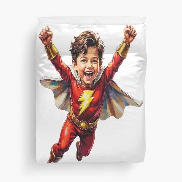 Item preview, Shazam-Inspired Superhero Kid Customizable Print designed and sold by Platypus Pics.