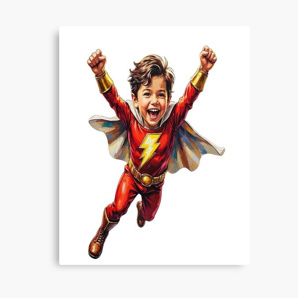 Item preview, Shazam-Inspired Superhero Kid Customizable Print designed and sold by Platypus Pics.