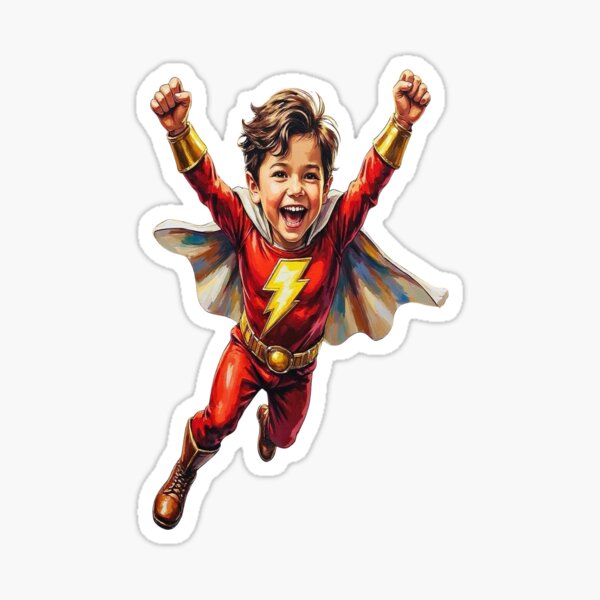 Item preview, Shazam-Inspired Superhero Kid Customizable Print designed and sold by Platypus Pics.