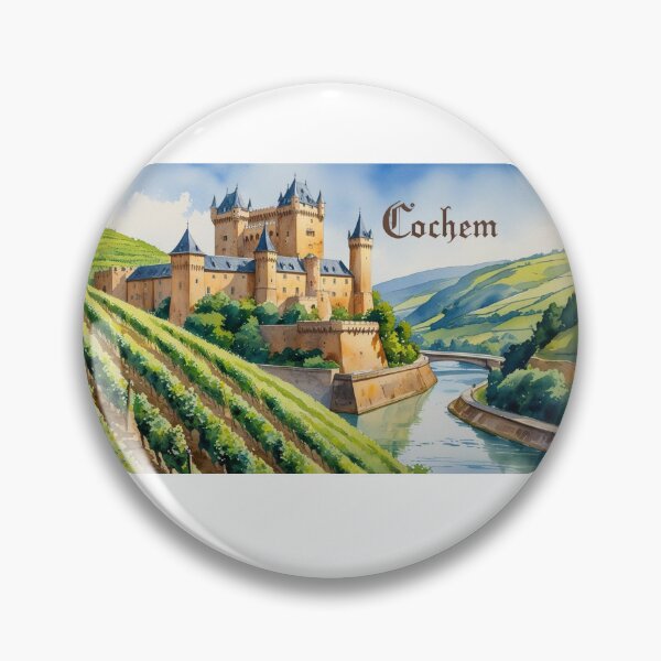 Item preview, Cochem Castle and Moselle vineyards – Medieval charm in watercolor designed and sold by StormArte.