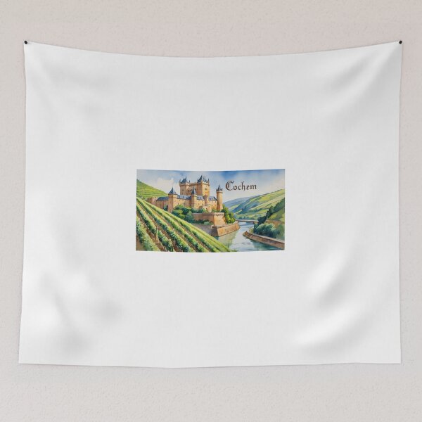 Item preview, Cochem Castle and Moselle vineyards – Medieval charm in watercolor designed and sold by StormArte.
