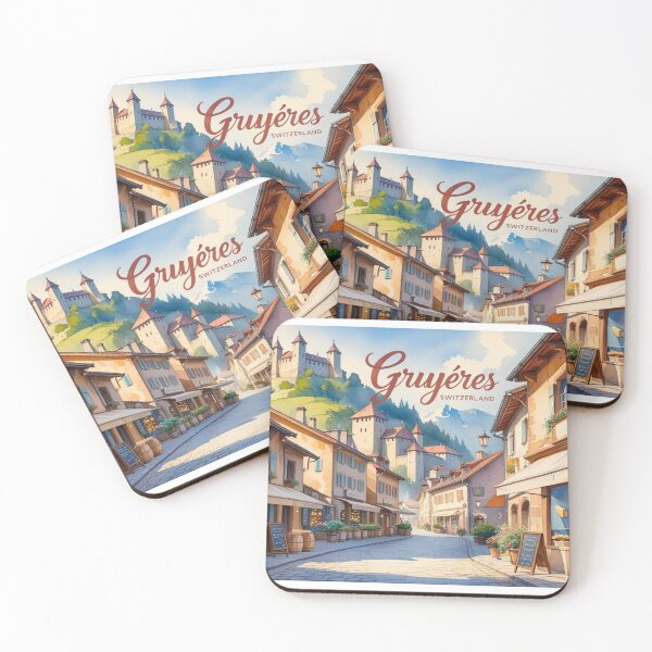 Item preview, Gruyères, Switzerland – Charming alpine village in watercolor designed and sold by StormArte.