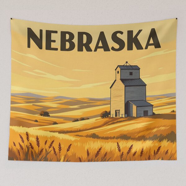Item preview, Nebraska: Painterly Vintage Travel Poster designed and sold by LSVart.