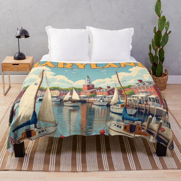 Item preview, Maryland: Painterly Vintage Travel Poster designed and sold by LSVart.
