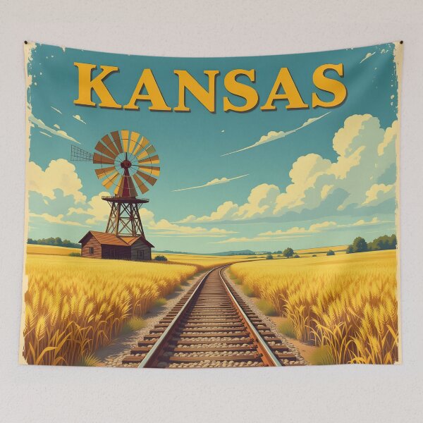 Item preview, Kansas: Vintage-Style Painterly Travel Poster designed and sold by LSVart.