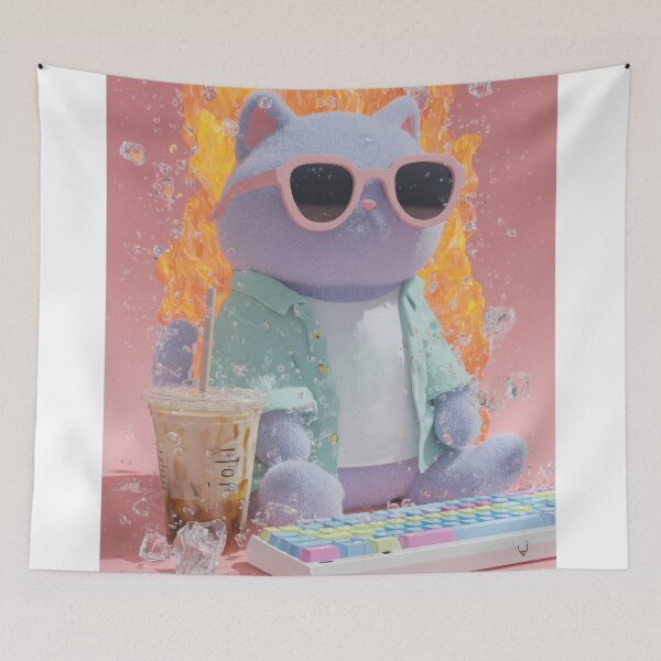 Item preview, Burning Deadlines, Chilled Vibes – Soft Cat in Crisis designed and sold by Tenalxp.