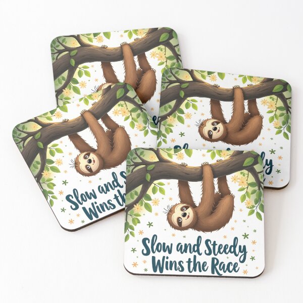 Item preview, Cute Sloth Motivation Quote – Slow and Steady Wins the Race Jungle Design designed and sold by TeeWyrm.