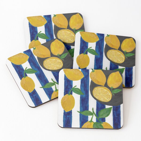Item preview, Hand Painted Lemon and Blue Stripe Wall Art  designed and sold by BsDesignsx.