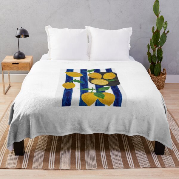 Item preview, Hand Painted Lemon and Blue Stripe Wall Art designed and sold by BsDesignsx.