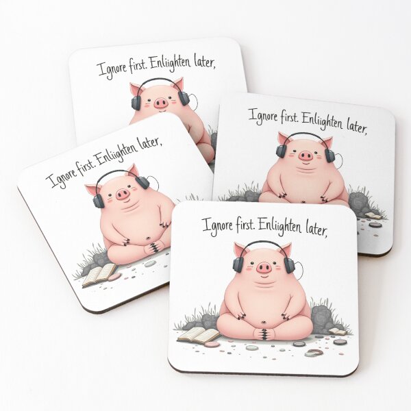 Item preview, Calm Pig with Headphones in Chaos designed and sold by ZenAnimal.