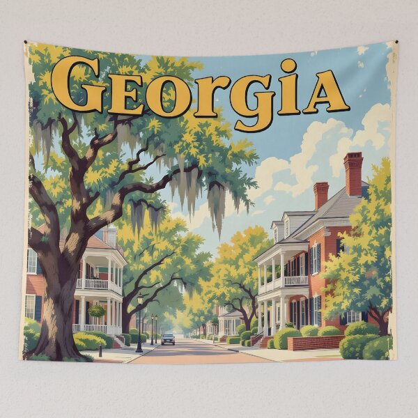 Item preview, Georgia: Vintage-Style Painterly Travel Poster designed and sold by LSVart.