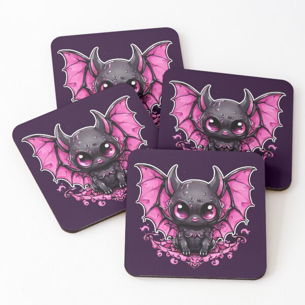 Item preview, Gothic Kawaii Bat – Cute and Spooky Pink & Black Art designed and sold by MiraLumeStudio.