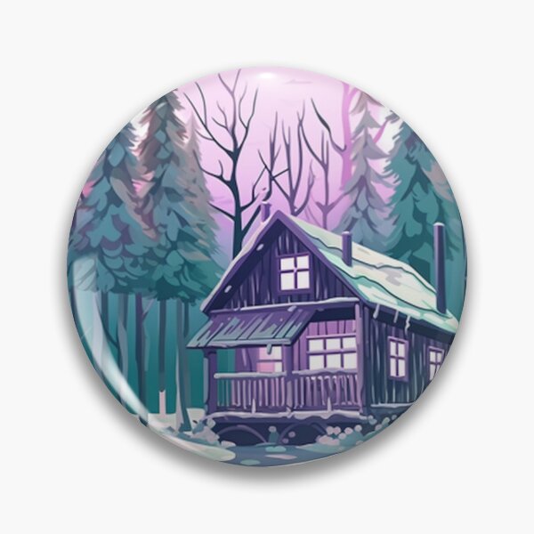 Item preview, Dreamy Winter Cabin in Enchanted Forest designed and sold by PaintbrushPlace.