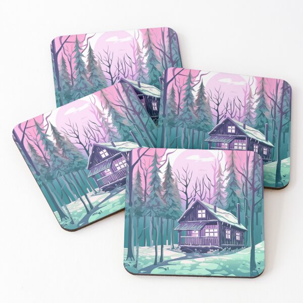 Item preview, Dreamy Winter Cabin in Enchanted Forest designed and sold by PaintbrushPlace.