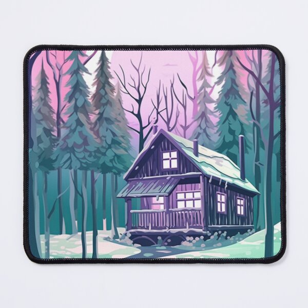 Item preview, Dreamy Winter Cabin in Enchanted Forest designed and sold by PaintbrushPlace.