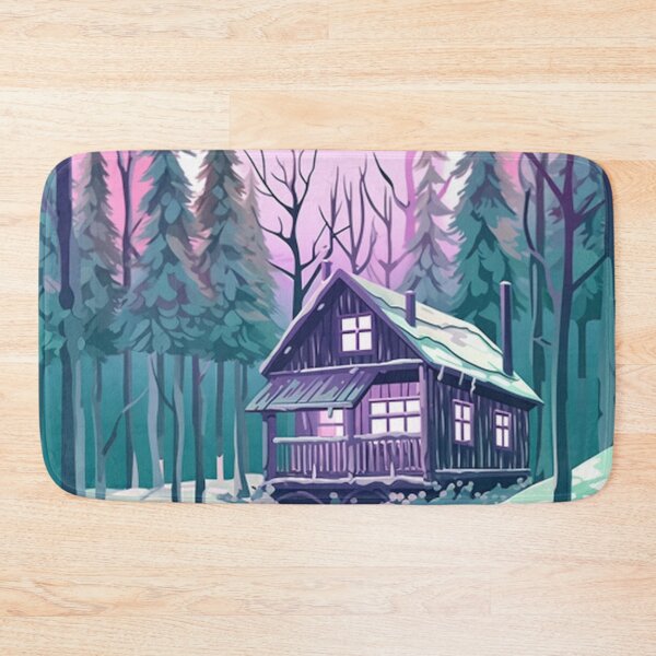 Item preview, Dreamy Winter Cabin in Enchanted Forest designed and sold by PaintbrushPlace.