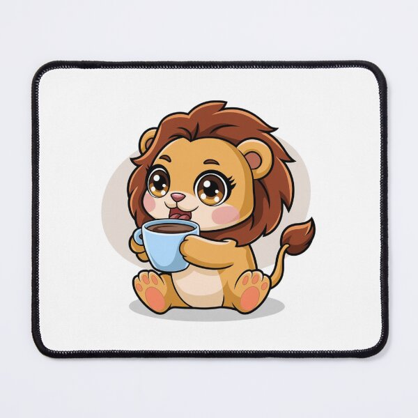 Item preview, lion drinking coffee designed and sold by Eternalski.