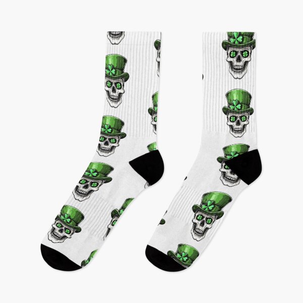 Item preview, Skull with Shamrock Eyes and Green Top Hat designed and sold by Mariana Shymkovych.
