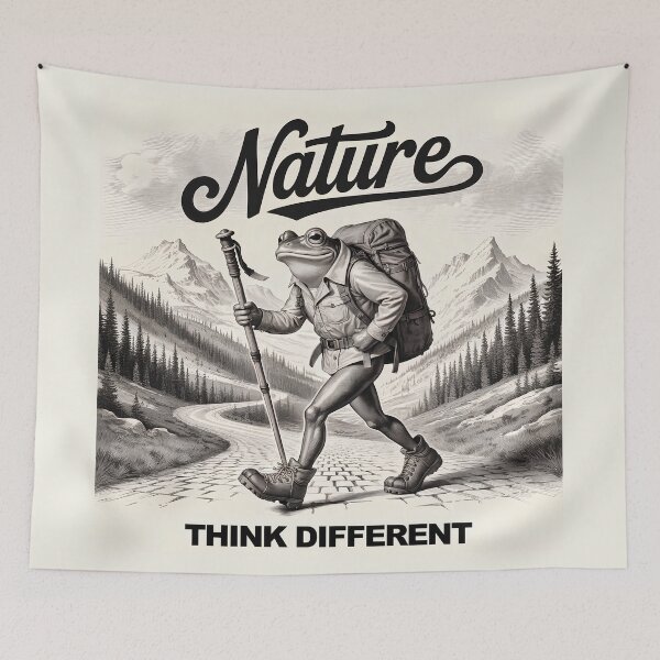 Item preview, Nature. Think Different – Funny Hiking Frog Poster & Wilderness Art designed and sold by paulo silveira.