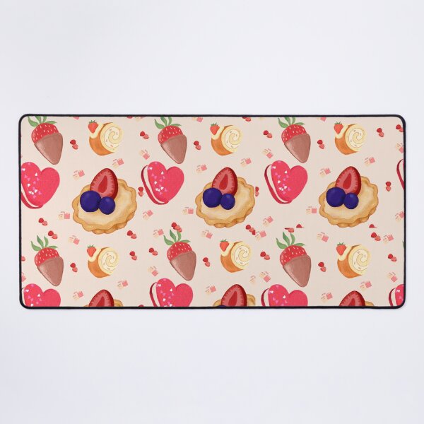 Item preview, Cute Dessert Seamless Pattern – Strawberry, Tarts & Heart Macarons designed and sold by RMpc.