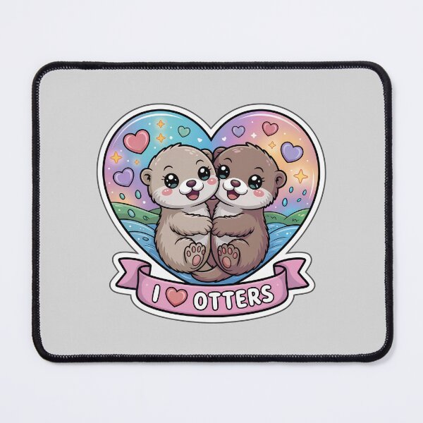 Item preview, I Love Otters – Cute Kawaii Otter Couple in Rainbow Heart Sticker designed and sold by Nuist25.